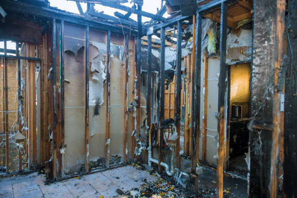 Professional Fire Damage Restoration technician working in Eastwood, MI